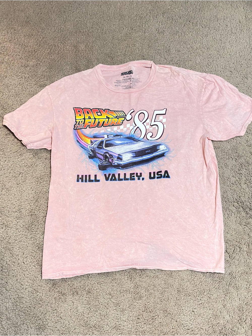 Back to the Future '85 Pink Graphic Tee Hill Valley USA Women’s SIZE XL